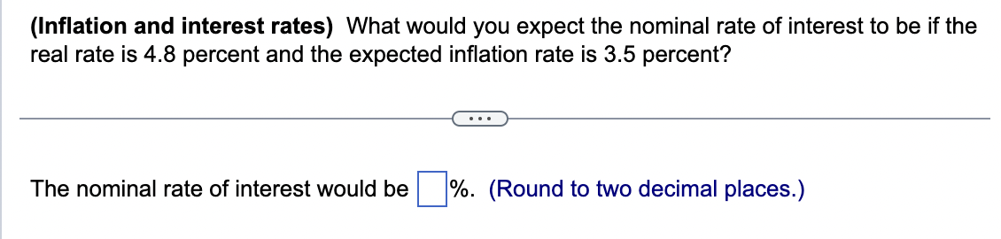 Solved (Inflation and interest rates) What would you expect | Chegg.com