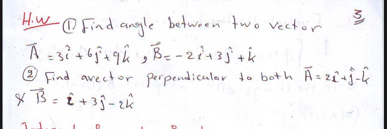 Solved How Find Angle Between Two Vector 3i 94 B 27 2y Chegg Com