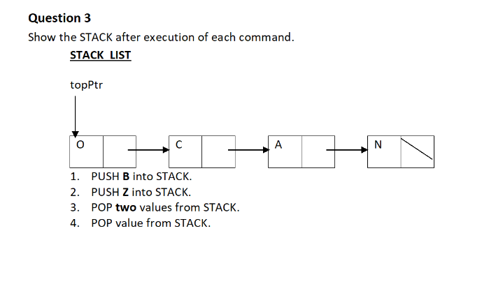 Solved Question 3 Show the STACK after execution of each | Chegg.com