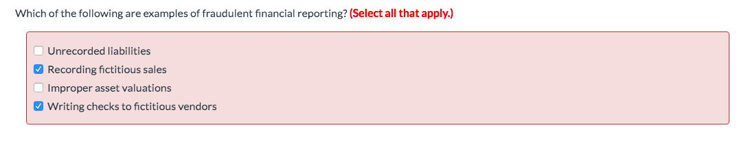 Solved Which of the following are examples of fraudulent | Chegg.com