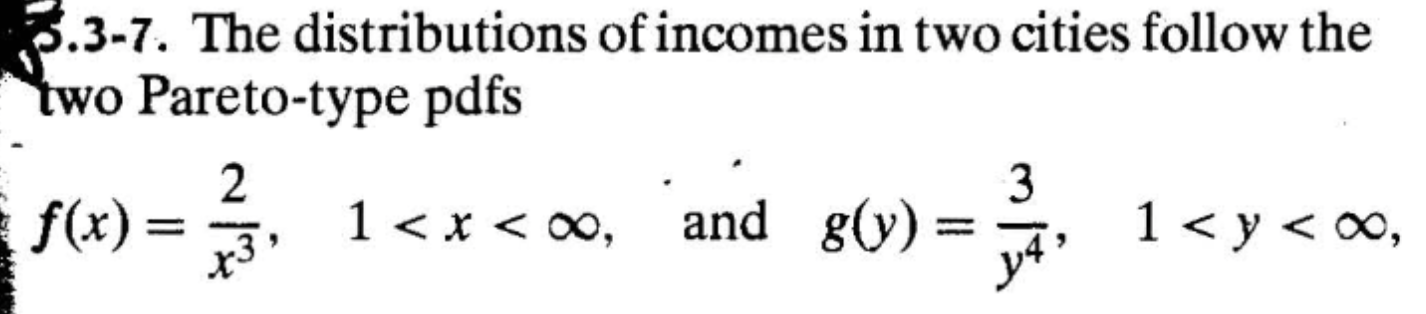Solved p.3-7. The distributions of incomes in two cities | Chegg.com