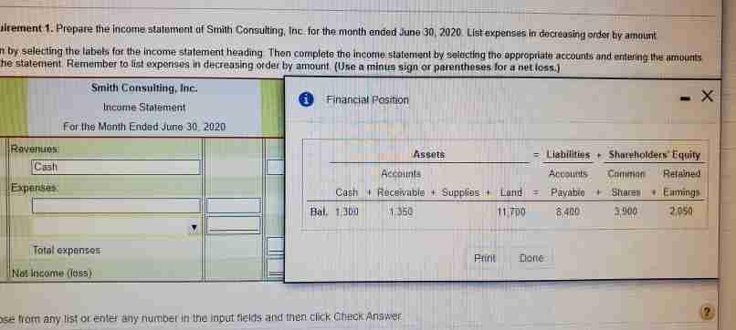 Solved irement 1. Prepare the income statement of Smith | Chegg.com