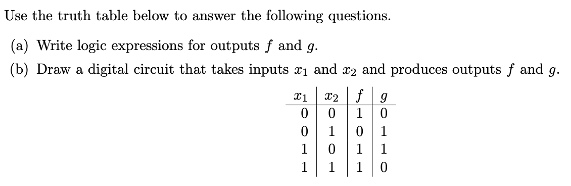 Solved Use the truth table below to answer the following | Chegg.com