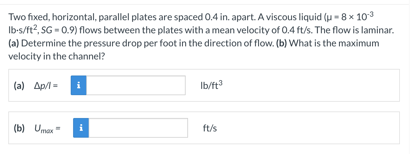 Solved Two fixed, horizontal, parallel plates are spaced 0.4