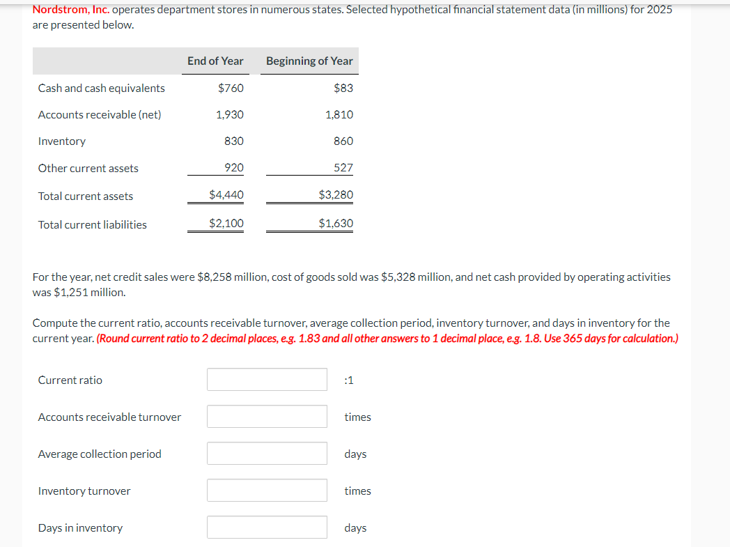 Solved Nordstrom, Inc. operates department stores in | Chegg.com