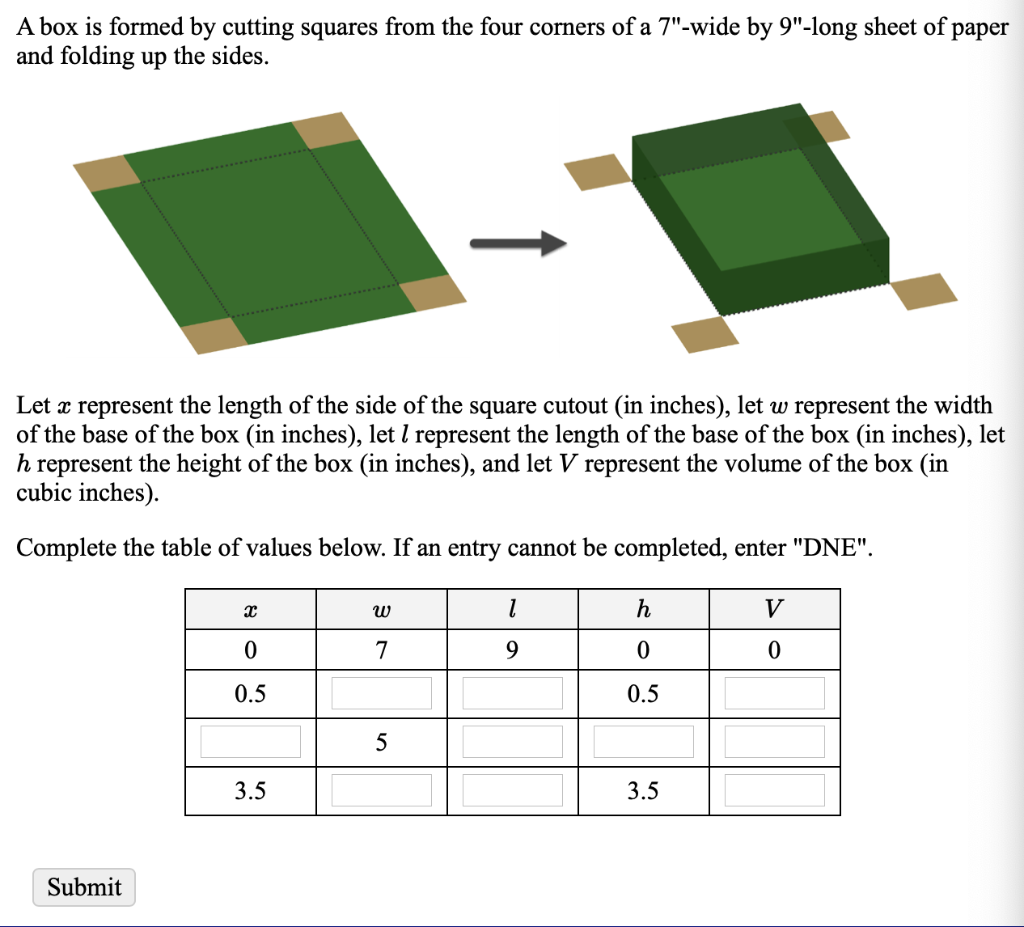 Solved A box is formed by cutting squares from the four