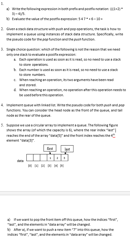 Solved a) Write the following expression in both prefix and | Chegg.com