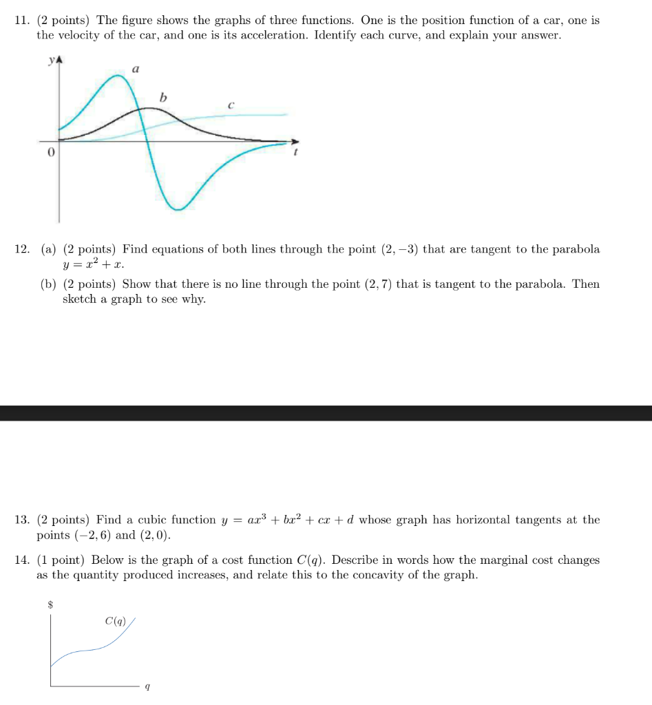 Solved ії. (2 points) The figure shows the graphs of three | Chegg.com