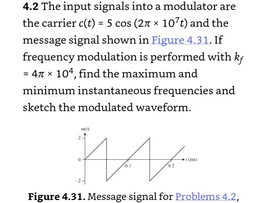 Solved 4.2 The input signals into a modulator are the | Chegg.com