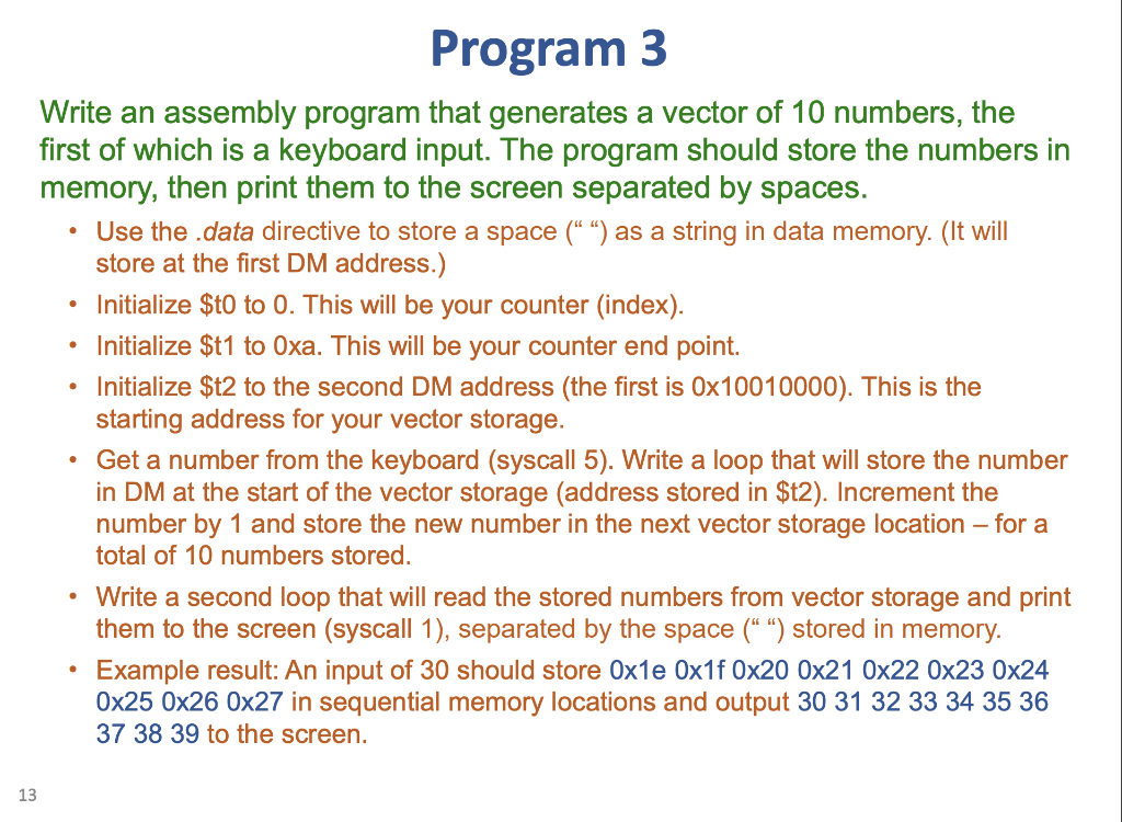 Program 3 Write an assembly program that generates a | Chegg.com