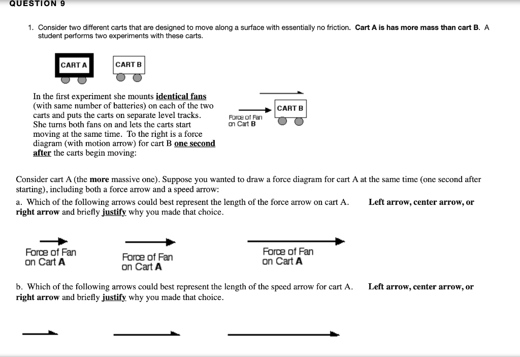 Solved QUESTION 9 1. Consider two different carts that are | Chegg.com
