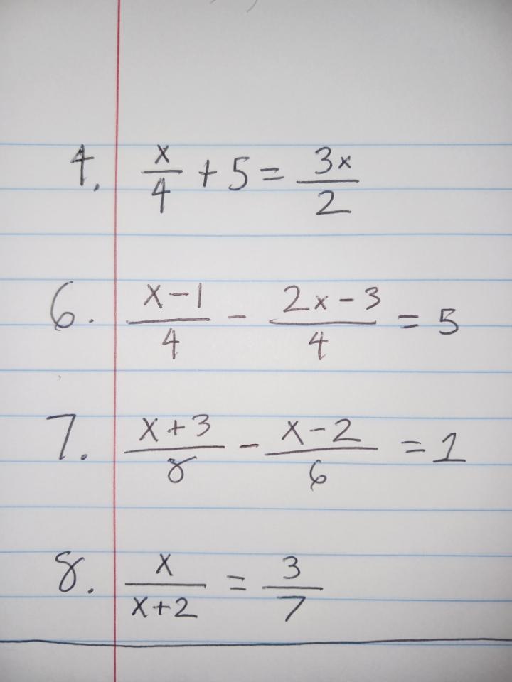 frac 5x 4 3 = frac 6x 2 4