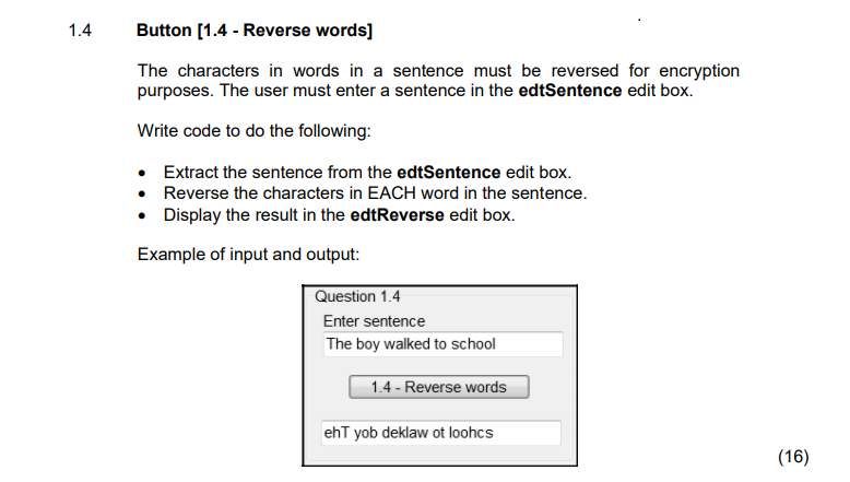 Solved 1.4 Button [1.4 - Reverse words] The characters in | Chegg.com