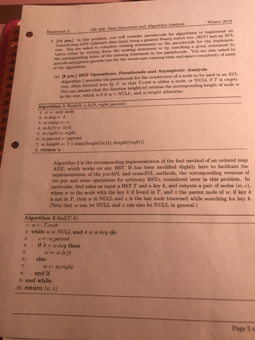 Solved Binary Search Trees Operations: Pseudocode and | Chegg.com