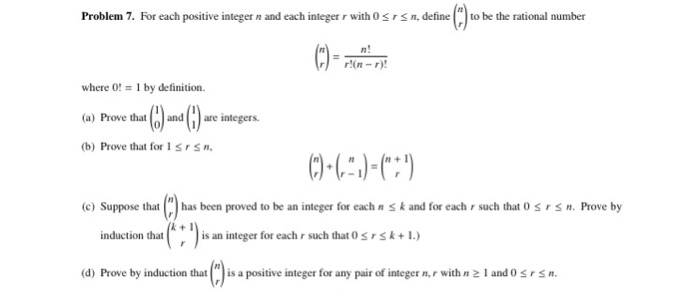Solved Problem 7. For each positive integer n and each | Chegg.com