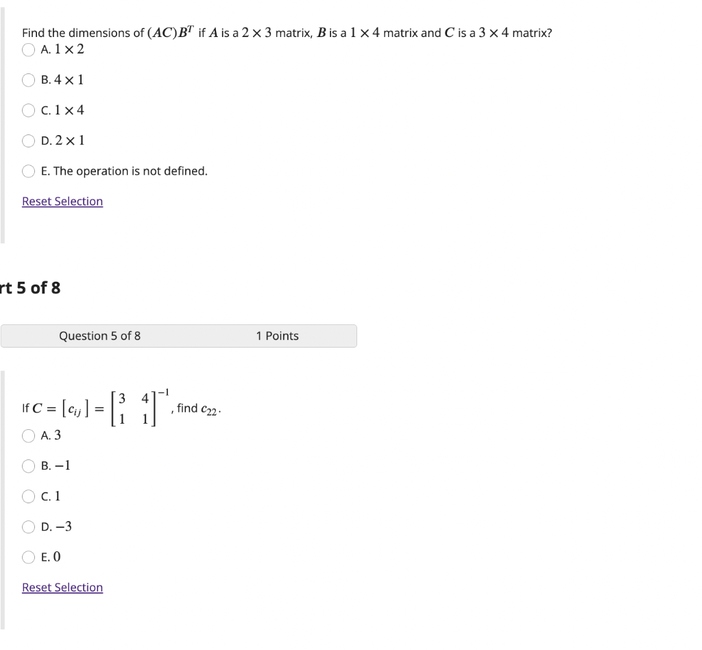 Solved Find the dimensions of (AC)BT if A is a 2×3 matrix, B | Chegg.com