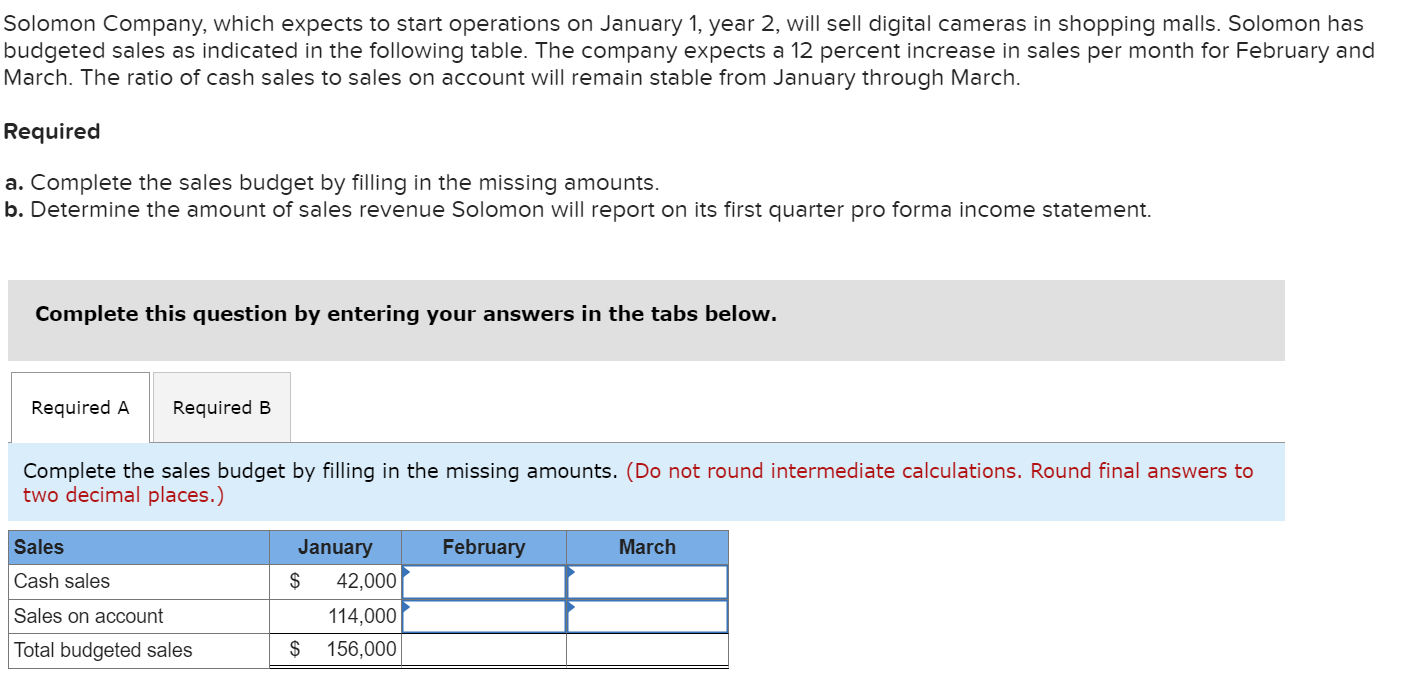 Solved Solomon Company, which expects to start operations on