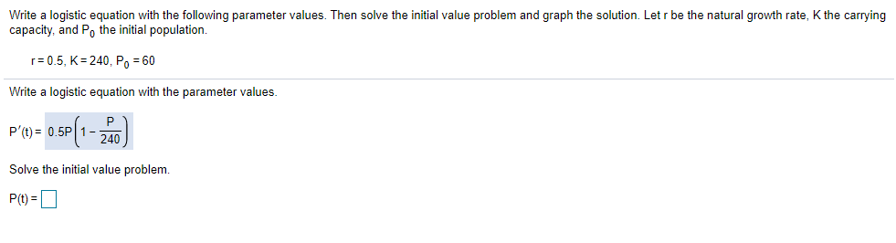 Solved Write a logistic equation with the following | Chegg.com