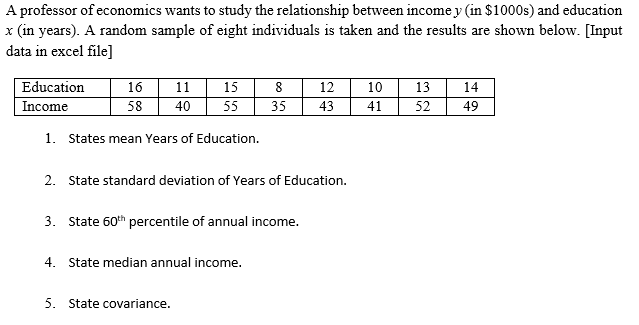 Solved A professor of economics wants to study the | Chegg.com