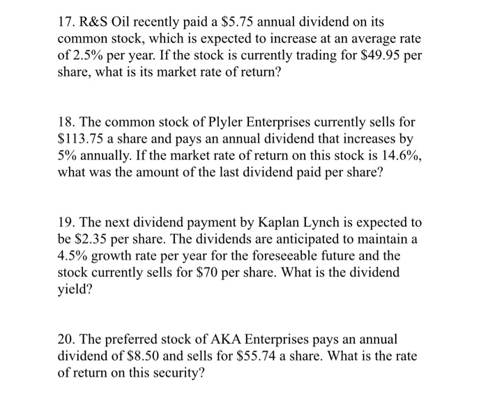 Solved SHOW YOUR CALCULATIONS FOR #13 20. You have the | Chegg.com