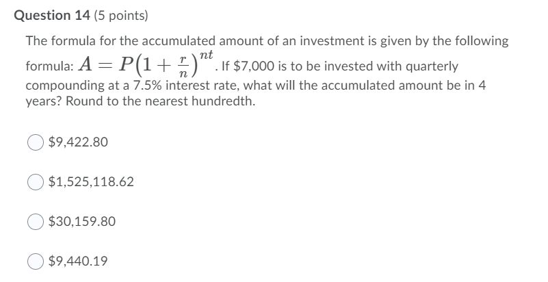 Solved Question 14 (5 Points) The Formula For The | Chegg.com