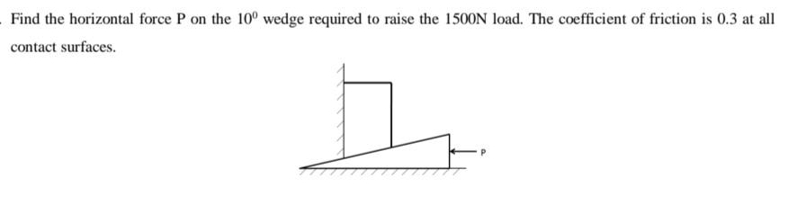 Calculate the force $P$ required to move the wedges and rais