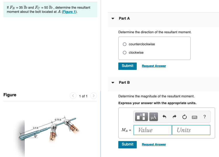 Solved If FB = 35 lb and FC = 50 lb , determine the | Chegg.com