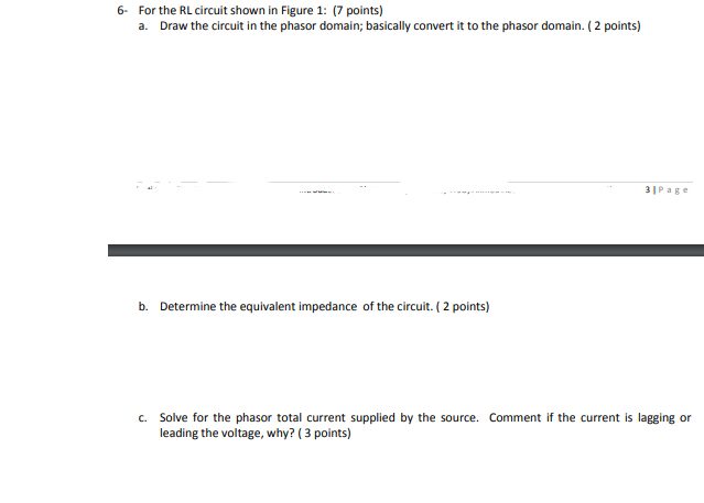 Solved 6- For the RL circuit shown in Figure 1: (7 points) | Chegg.com