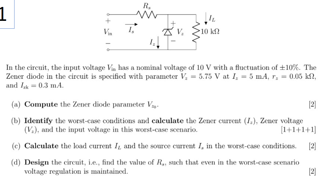 Solved In the circuit, the input voltage Vin has a nominal | Chegg.com