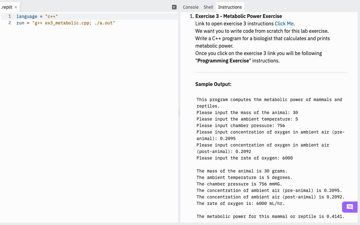 Solved Console Shell Instructions replit 1 language = "C++"