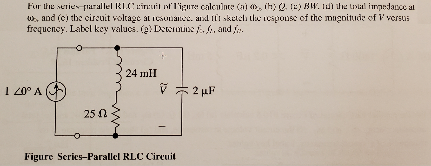 Solved For the series-parallel RLC circuit of Figure | Chegg.com