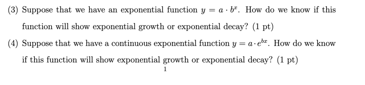 Solved (3) Suppose that we have an exponential function | Chegg.com