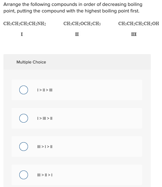 Solved Arrange the following compounds in order of | Chegg.com