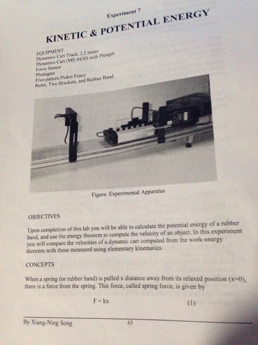Solved Experiment 7 ENERGY & EQUIPMENT Track, 2.2