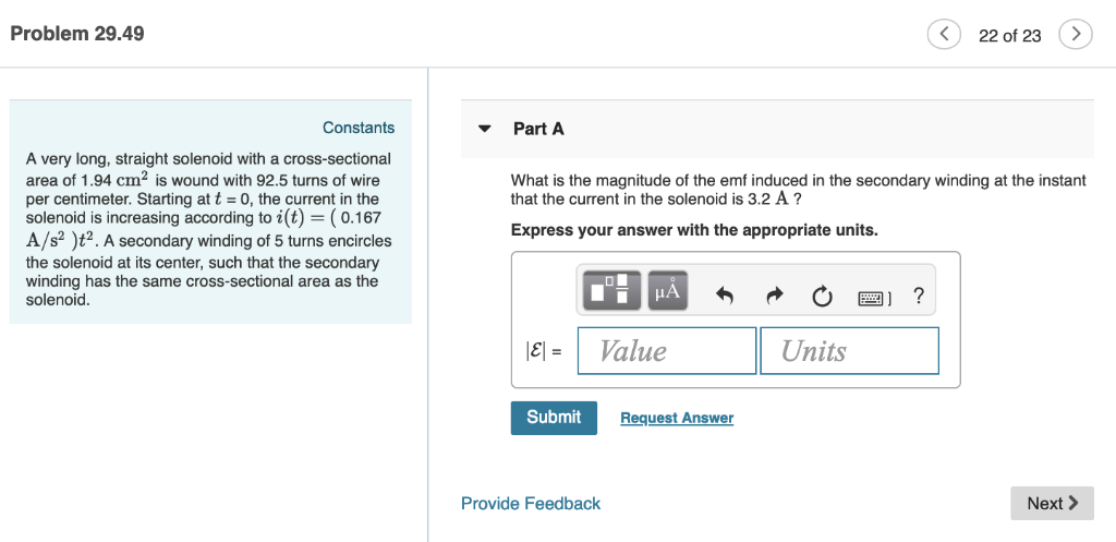 Solved Problem 29.49 22 of 23 > Constants Part A A very | Chegg.com
