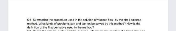 Solved Q1- Summarize the procedure used in the solution of | Chegg.com