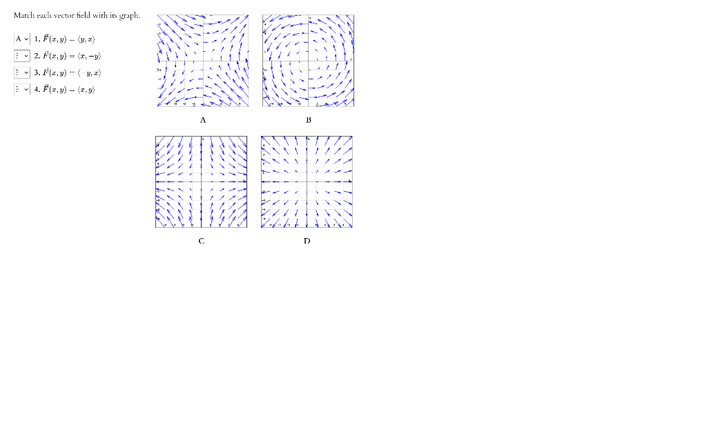Solved Match each vector field with its graph. A 1. F(x,y) - | Chegg.com