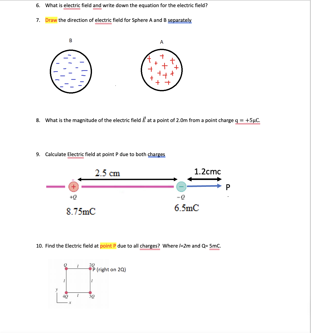 Solved 11. Draw Electric field line due to two charges in | Chegg.com