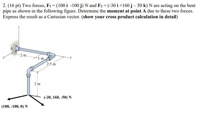 Solved 2. (16 Pt) Two Forces, F₁ = (100 I -100 J) N And F2 = | Chegg.com