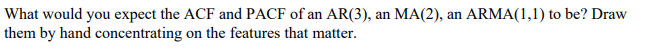 Solved What would you expect the ACF and PACF of an AR(3), | Chegg.com