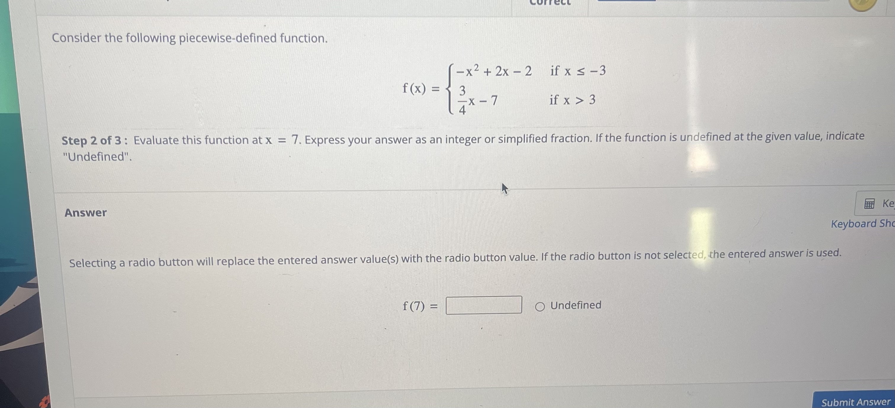 Solved Consider the following piecewise-defined function. | Chegg.com