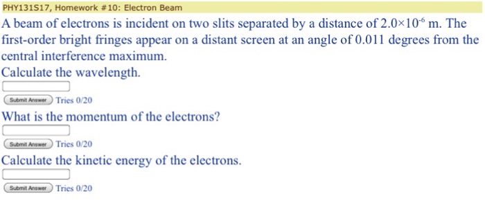 Solved A beam of electrons is incident on two slits | Chegg.com