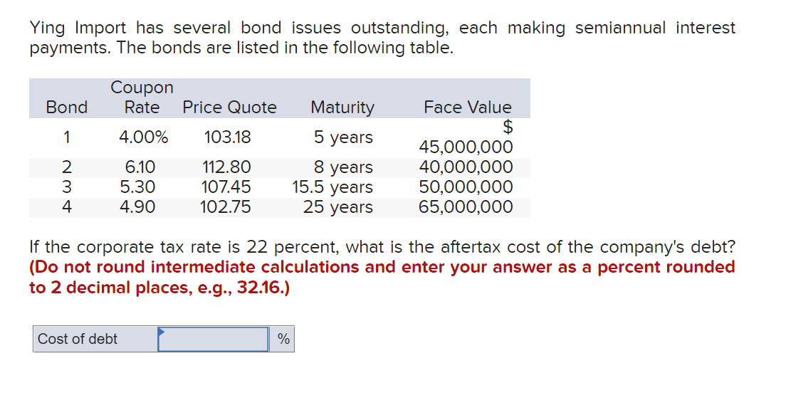 Solved Ying Import Has Several Bond Issues Outstanding, Each | Chegg.com