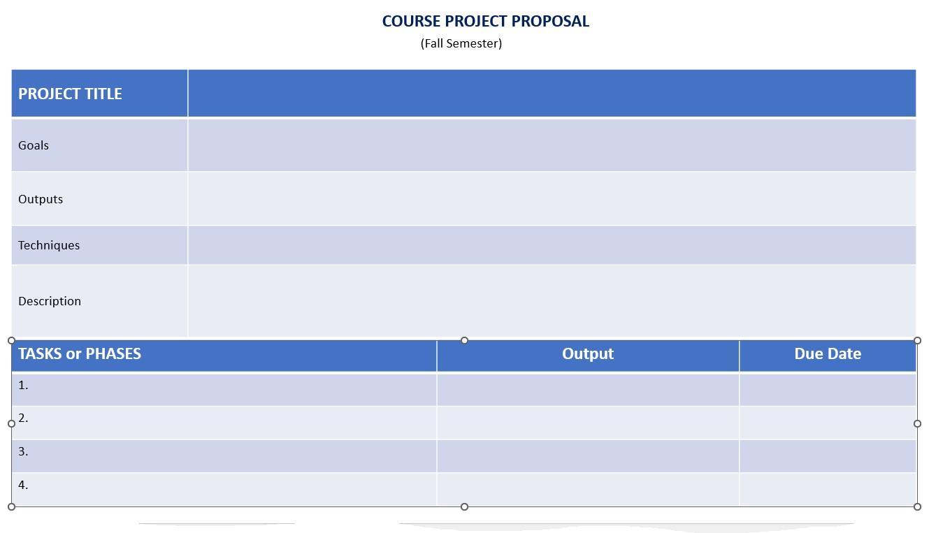 COURSE PROJECT PROPOSAL (Fall Semester) PROJECT TITLE | Chegg.com