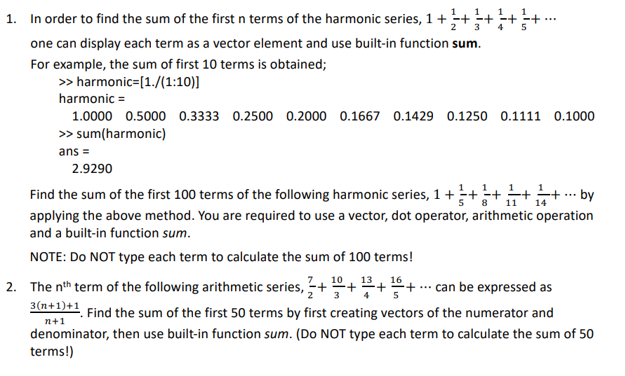 In order to find the sum of the first n ﻿terms of the | Chegg.com