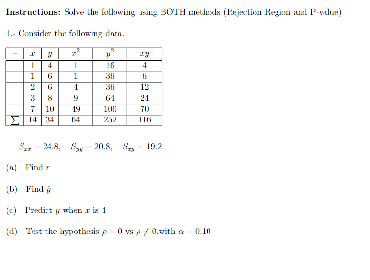 Solved Instructions: Solve The Following Using BOTH Methods | Chegg.com