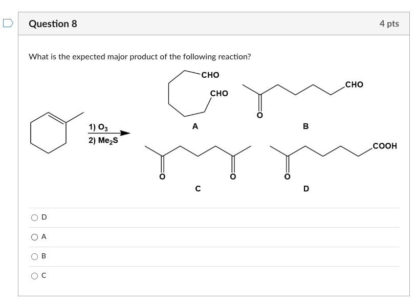 Solved What Is The Expected Major Product Of The Following