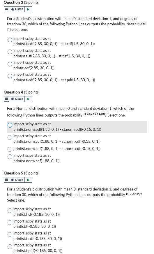 scipy student t cdf