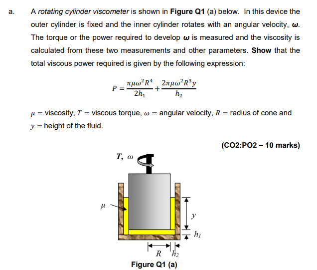 Solved A. A Rotating Cylinder Viscometer Is Shown In Figure | Chegg.com