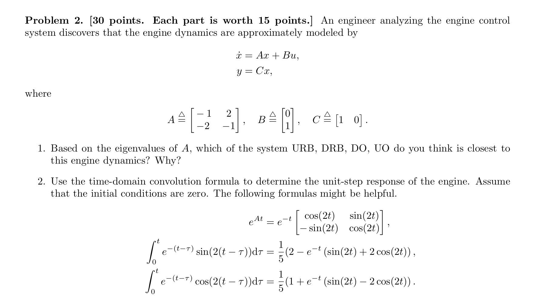 Solved Problem 2. [30 points. Each part is worth 15 points.] | Chegg.com